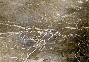 Aerial view of trenches in front of Loos, August 1915