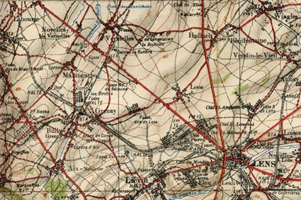 1916 map of the area around Loos